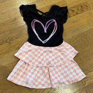 Pixielane Girls Black and Pink Heart Dress 2T LIKE NEW